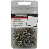100 Pack 1/8" Short Steel Rivets
