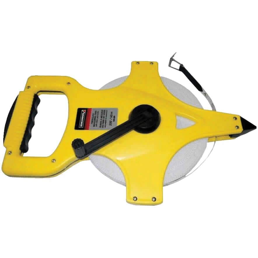 1/2" x 200' / 60 m Fiberglass Open Reel Tape Measure