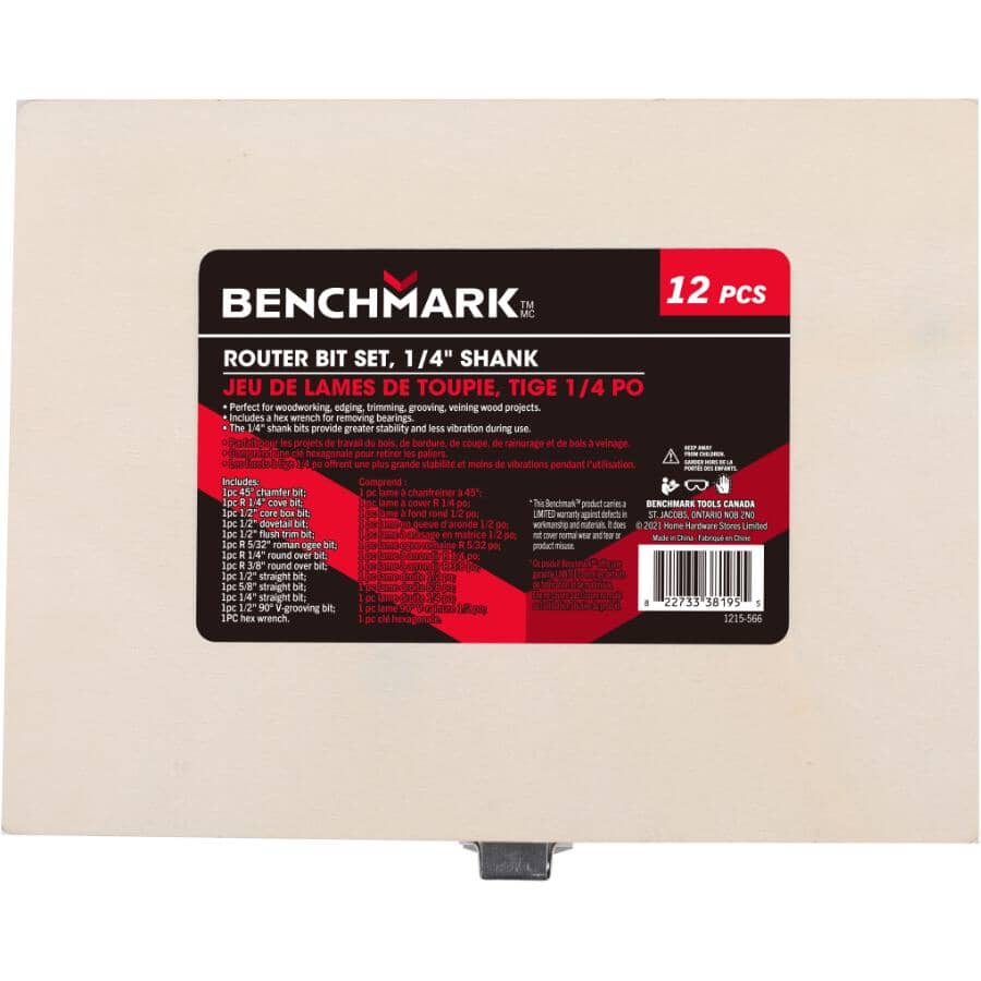 1/4" Carbide Router Bit Set - 12 Piece