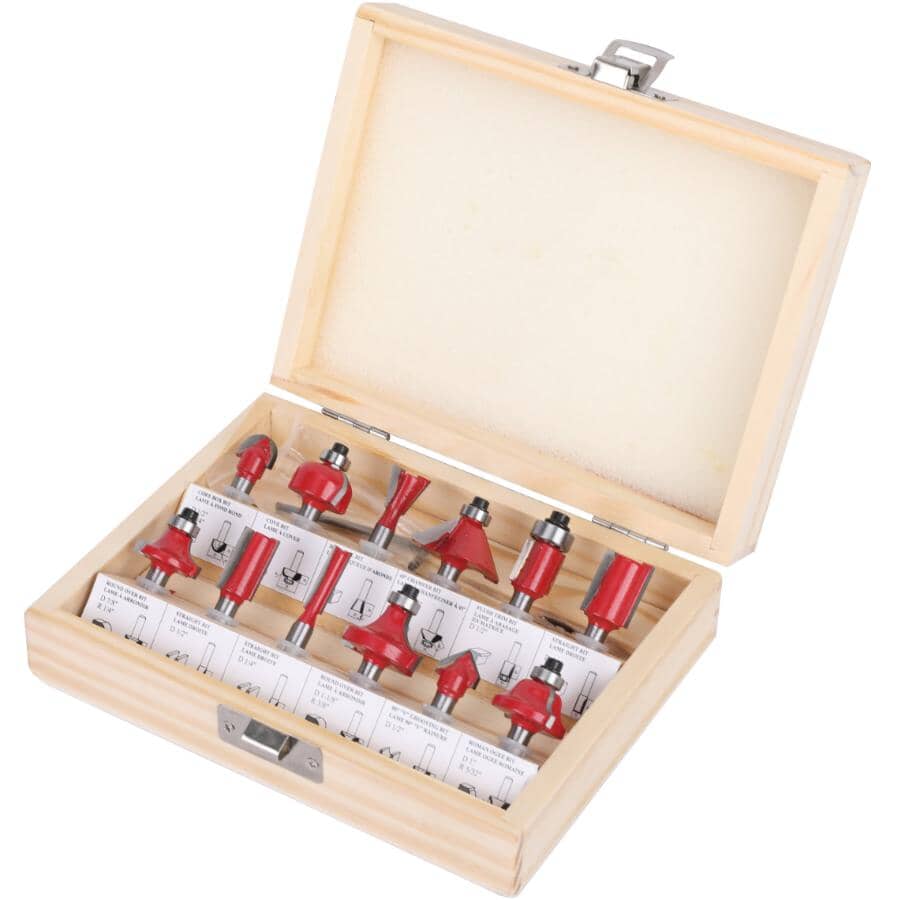 1/4" Carbide Router Bit Set - 12 Piece