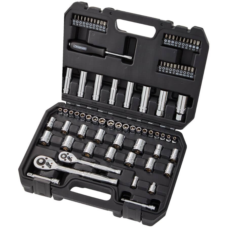 1/4"+3/8" Drive SAE/Metric Socket Wrench - 79 Piece Set