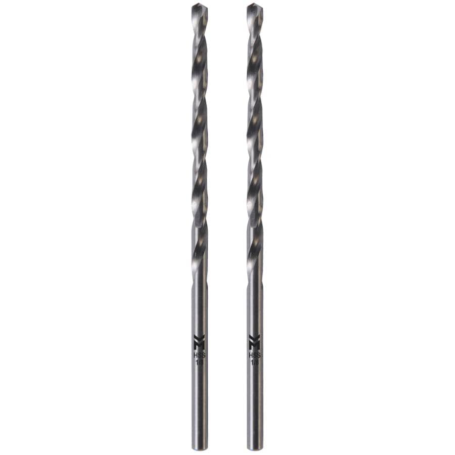 1/8" High Speed Steel Drill Bits - Silver, 2 Pack