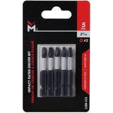 2" #2 Square Power Bits - 5 Pack