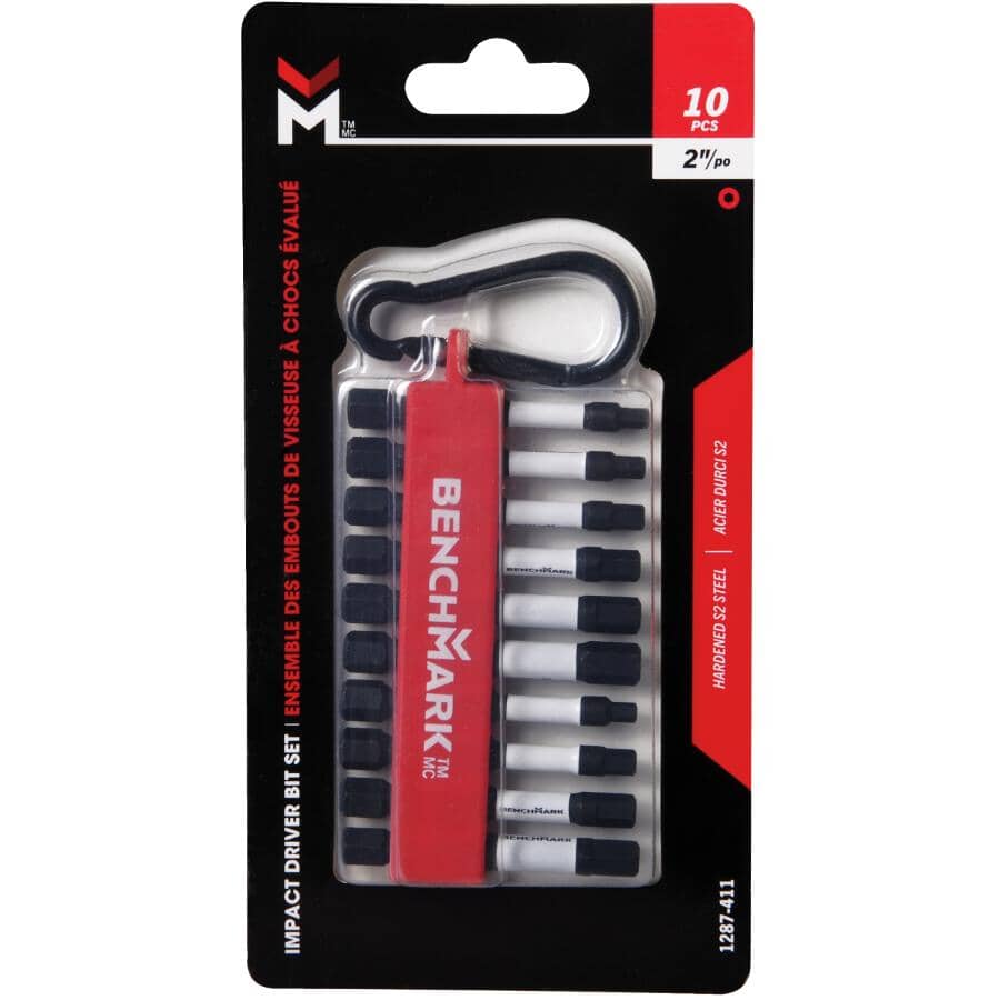 2" Hex Power Bits - 10 Pack, Assorted Sizes