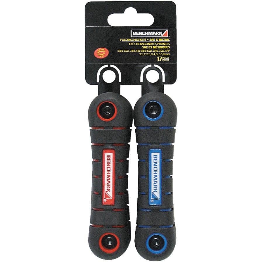 Metric+SAE Non-Slip Folding Hex Key Set - 17 Piece, 2 Pack