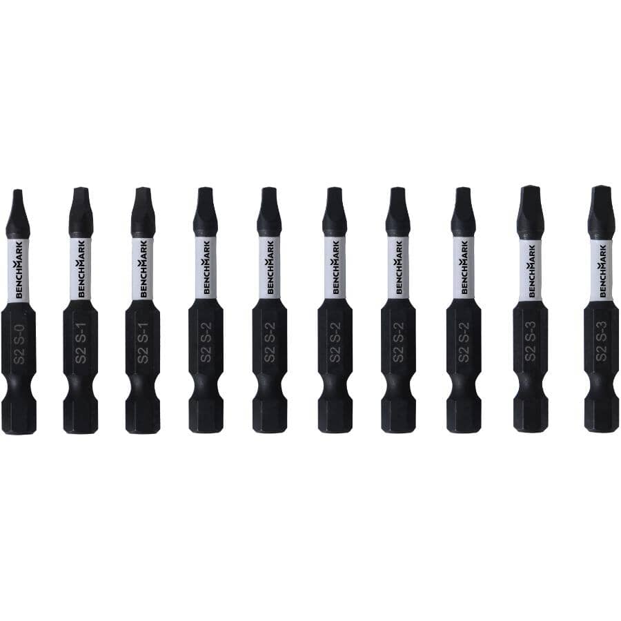 2" Square Power Bits - 10 Pack, Assorted Sizes