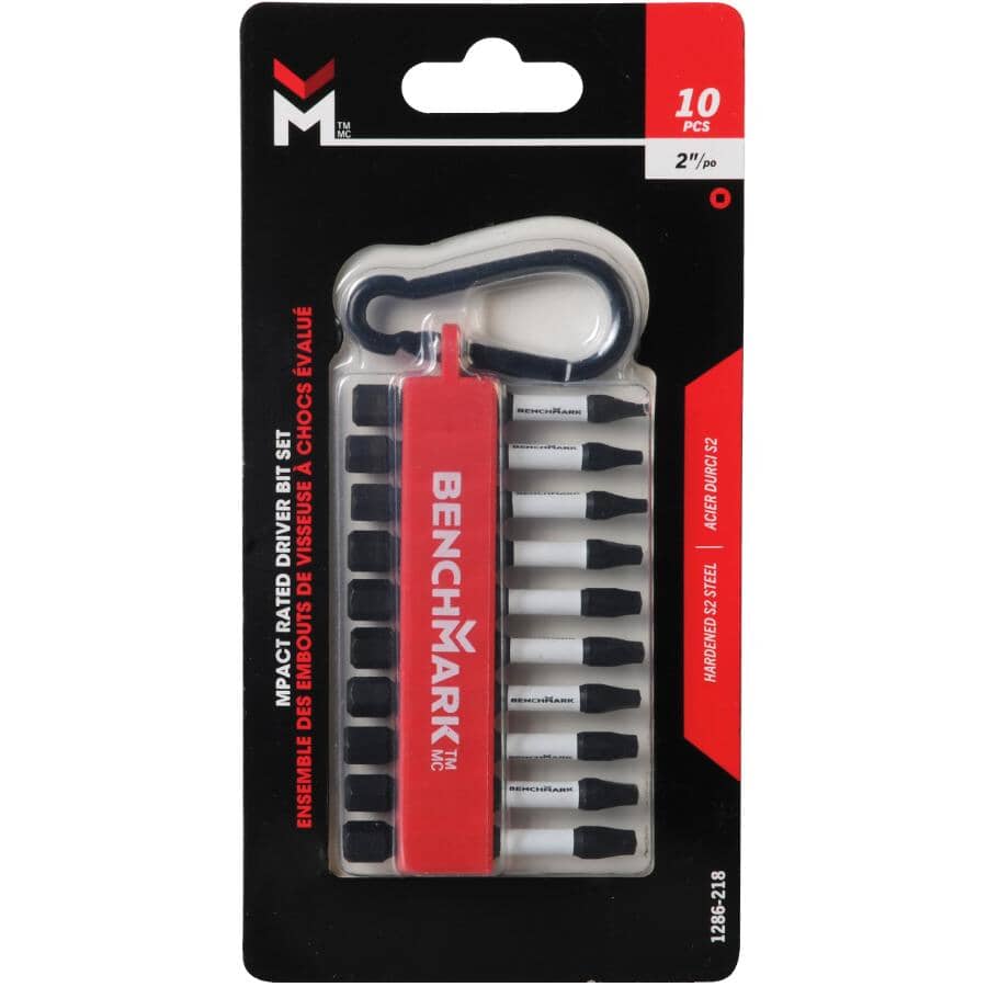 2" Square Power Bits - 10 Pack, Assorted Sizes