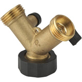 2-Way Brass Hose Connector, with Dual Shut-Off Valves