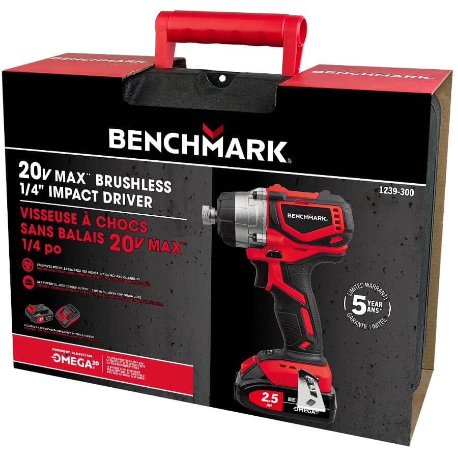 20V Max Brushless 1/4" Lithium-ion Cordless Impact Driver Kit - with Battery, Charger & Tool Case