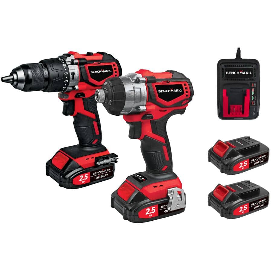 20V Max Lithium-ion Cordless Hammer Drill & Impact Driver Combo Kit - with 2 Batteries, Charger & Tool Bag