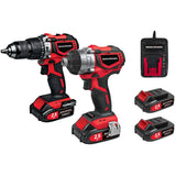 20V Max Lithium-ion Cordless Hammer Drill & Impact Driver Combo Kit - with 2 Batteries, Charger & Tool Bag