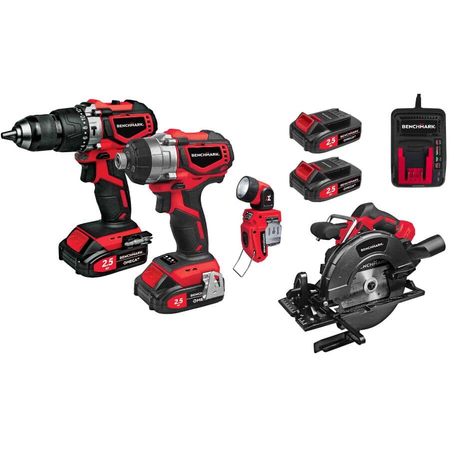 20V Max Lithium-ion Cordless Combo Kit - Circular Saw, Hammer Drill, Impact Driver & Work Light