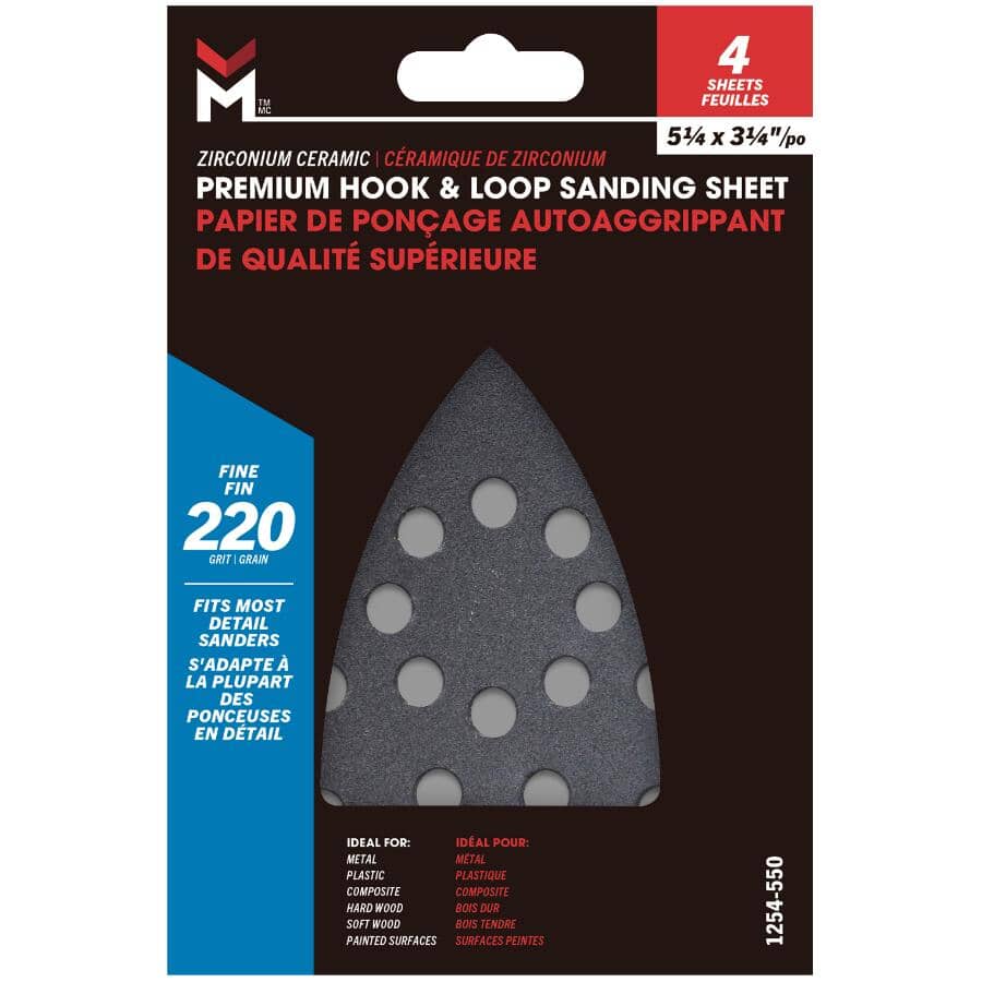 220 Grit Finish and Detail Zirconium Sandpaper - 4 Pack