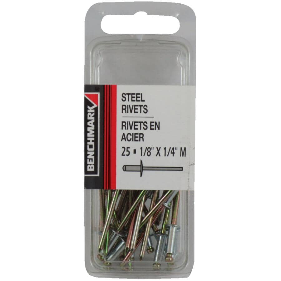 25 Pack 1/8" Medium Steel Rivets