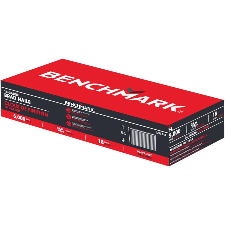 3/4" 18 Gauge Brad Nails - 5000 Pack