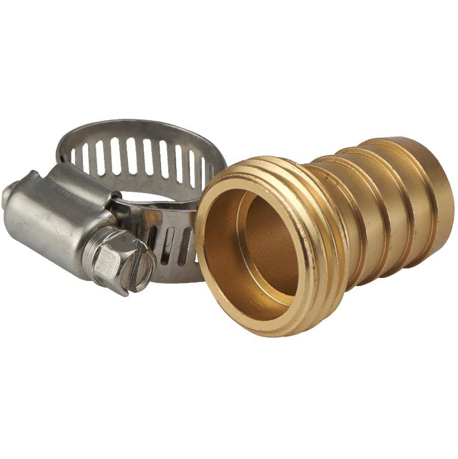 3/4" x 3/4" Male Aluminum Hose Coupling, with Stainless Steel Clamp