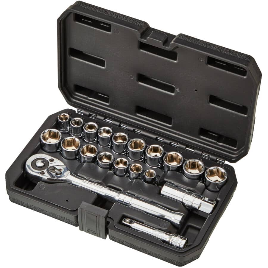 3/8" Drive SAE/Metric Socket Wrench - 20 Piece Set