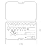 3/8" Drive SAE/Metric Socket Wrench - 20 Piece Set