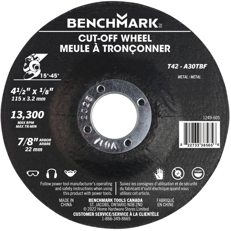 4-1/2" x 1/8 x 7/8" Depressed Centre Metal Cut-Off Wheel