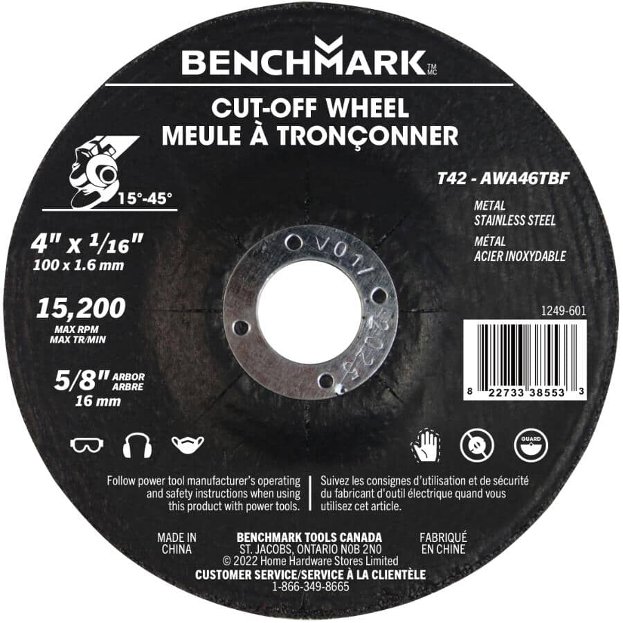 4" x 1/16" x 5/8" Depressed Centre Metal Cut-Off Wheel