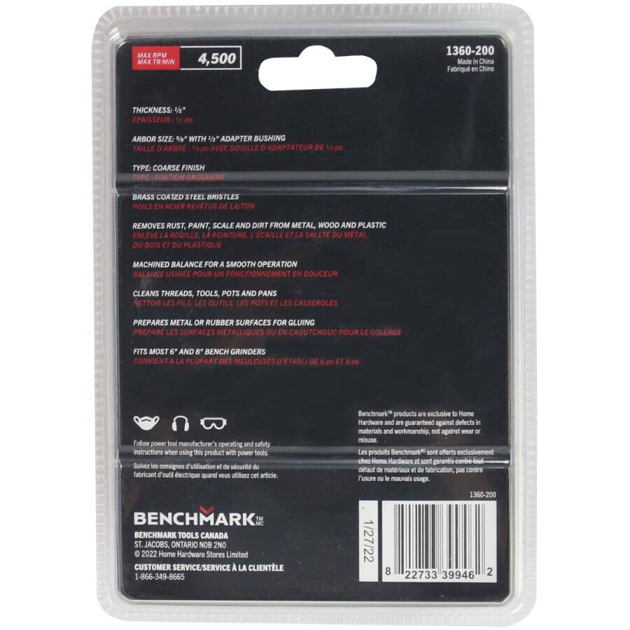 4" x 1/2" x 1/2" Coarse Buffing Wire Wheel