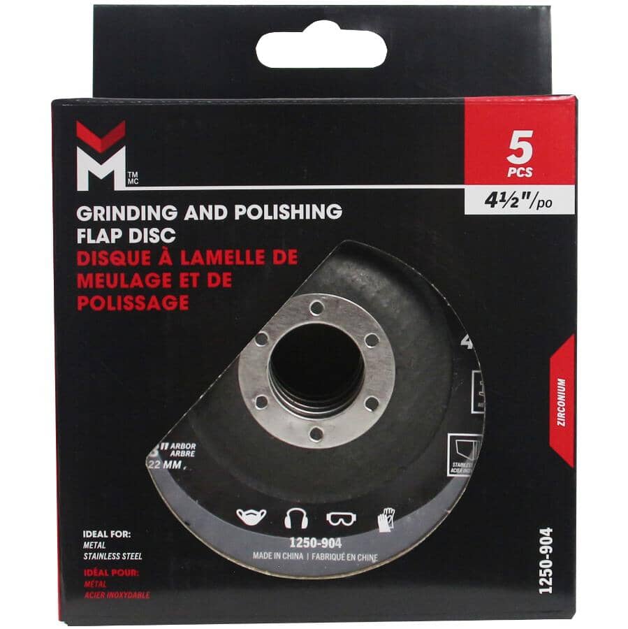 40 Grit 4-1/2" x 7/8" Flap Disc Wheel - 5 Pack