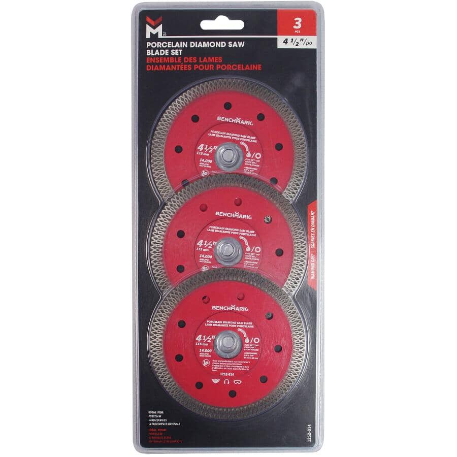 4.5" Porcelain Wet / Dry Diamond Blades - 3 Pack