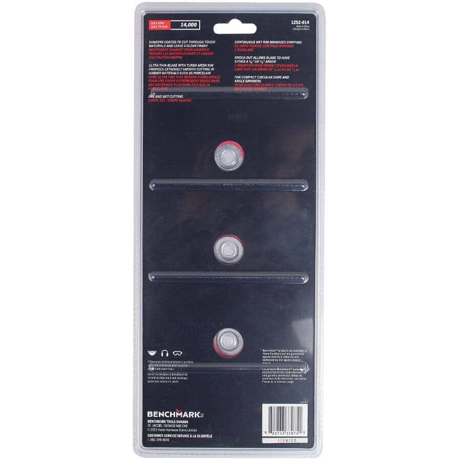 4.5" Porcelain Wet / Dry Diamond Blades - 3 Pack