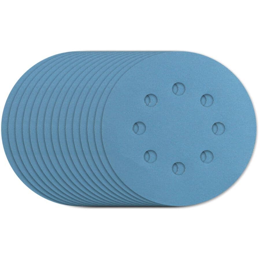 5" 220 Grit Zirconium Ceramic Hook & Loop Sanding Discs, with 8 Vacuum Holes - 15 Pack