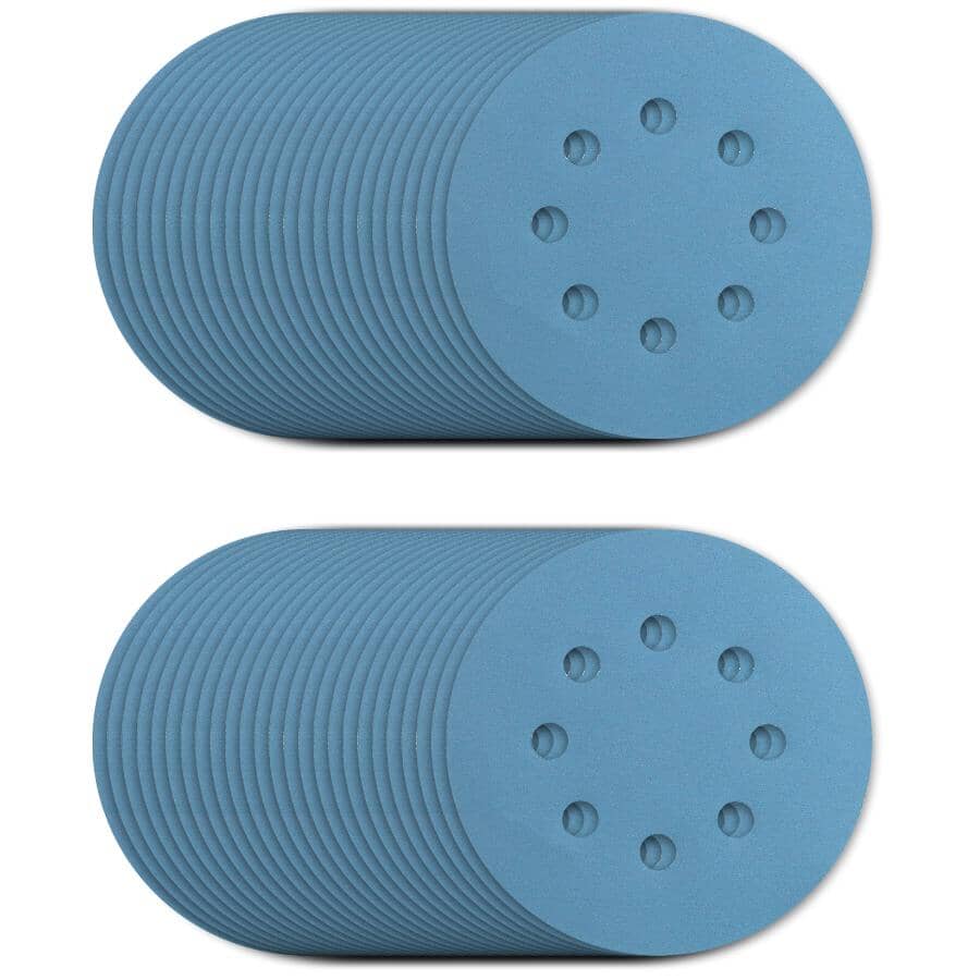 5" 220 Grit Zirconium Ceramic Hook & Loop Sanding Discs, with 8 Vacuum Holes - 50 Pack