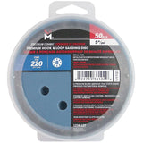 5" 220 Grit Zirconium Ceramic Hook & Loop Sanding Discs, with 8 Vacuum Holes - 50 Pack