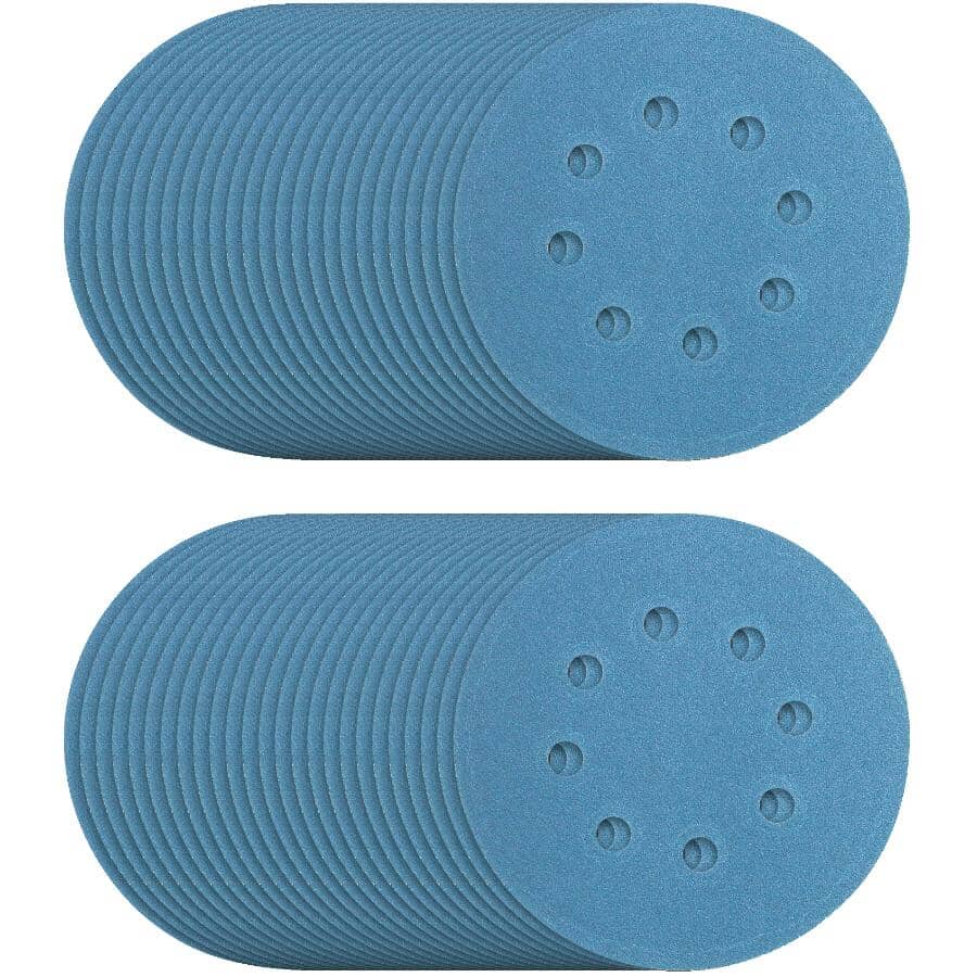 5" 80 Grit Zirconium Ceramic Hook & Loop Sanding Discs, with 8 Vacuum Holes - 50 Pack