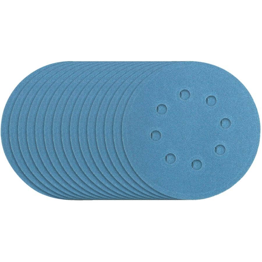 5" 80 Grit Zirconium Ceramic Hook & Loop Sanding Discs, with 8 Vacuum Holes - 15 Pack