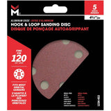 5 Pack 4.5" 120 Grit Aluminum Oxide Hook and Loop Sanding Discs