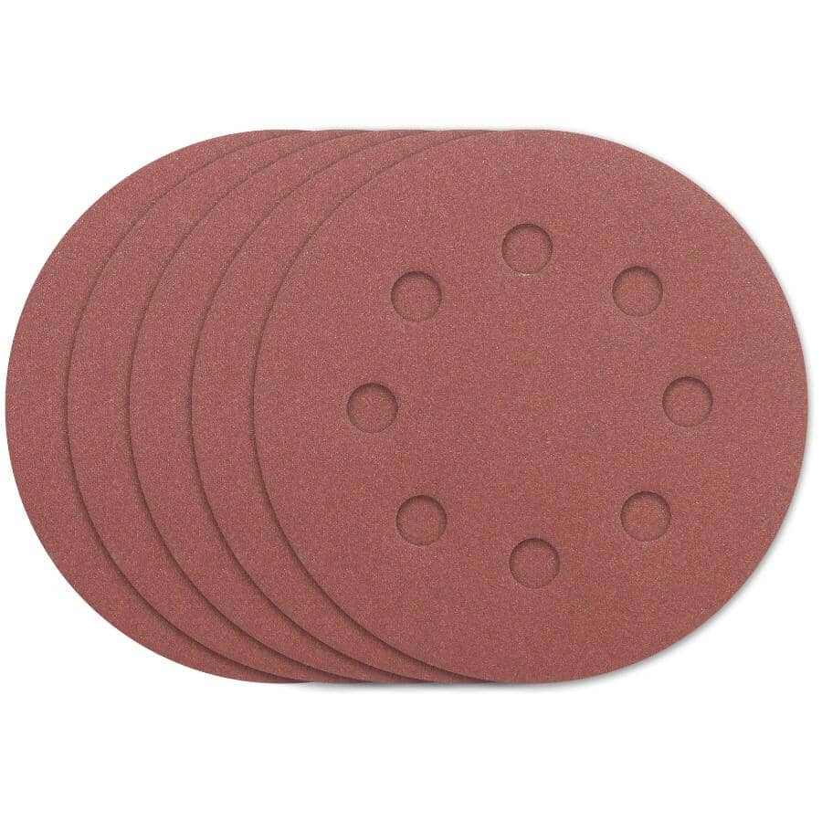 5 Pack 4.5" 220 Grit Aluminum Oxide Hook and Loop Sanding Discs, with 8 Vacuum Holes