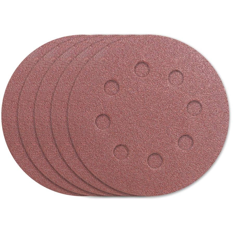 5 Pack 4.5" 80 Grit Aluminum Oxide Hook and Loop Sanding Discs, with 8 Vacuum Holes