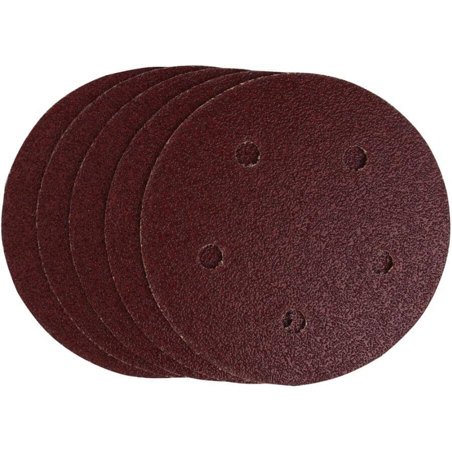 5 Pack 5" 60 Grit Aluminum Oxide Hook and Loop Sanding Discs, with 5 Vacuum Holes