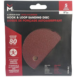 5 Pack 5" 80 Grit Aluminum Oxide Hook and Loop Sanding Discs, with 5 Vacuum Holes