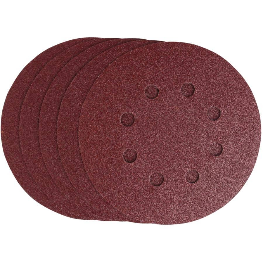 5 Pack 5" 80 Grit Aluminum Oxide Hook and Loop Sanding Discs, with 8 Vacuum Holes