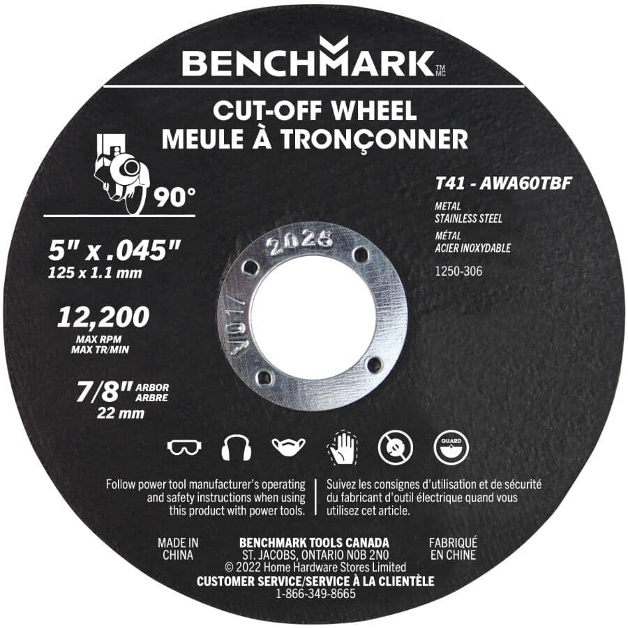 5" x 0.045" x 7/8" Metal Cut-Off Wheels - 10 Pack
