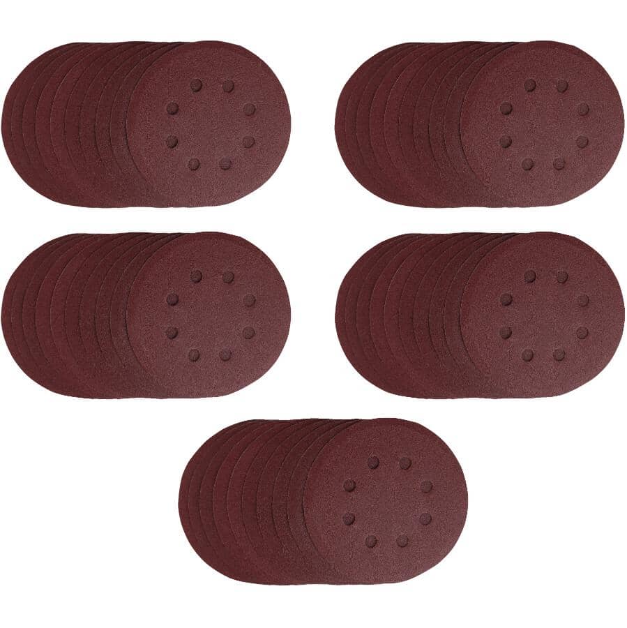 50 Pack 5" 120 Grit Aluminum Oxide Hook and Loop Sanding Discs, with 8 Vacuum Holes