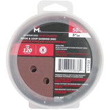 50 Pack 5" 120 Grit Aluminum Oxide Hook and Loop Sanding Discs, with 8 Vacuum Holes