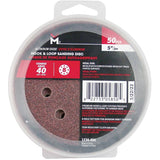 50 Pack 5" 40 Grit Aluminum Oxide Hook and Loop Sanding Discs, with 8 Vacuum Holes