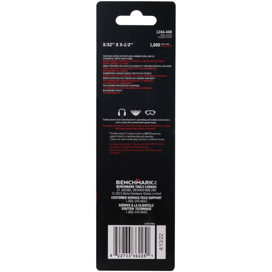 5/32" x 5.5" Tungsten Carbide Masonry Drill Bit - 5 Pack