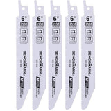 6" 14/18 Tooth Bi-Metal Metal Reciprocating Saw Blade - 5 Pack