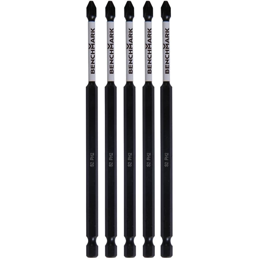 6" #2 Phillips Power Bits - 5 Pack