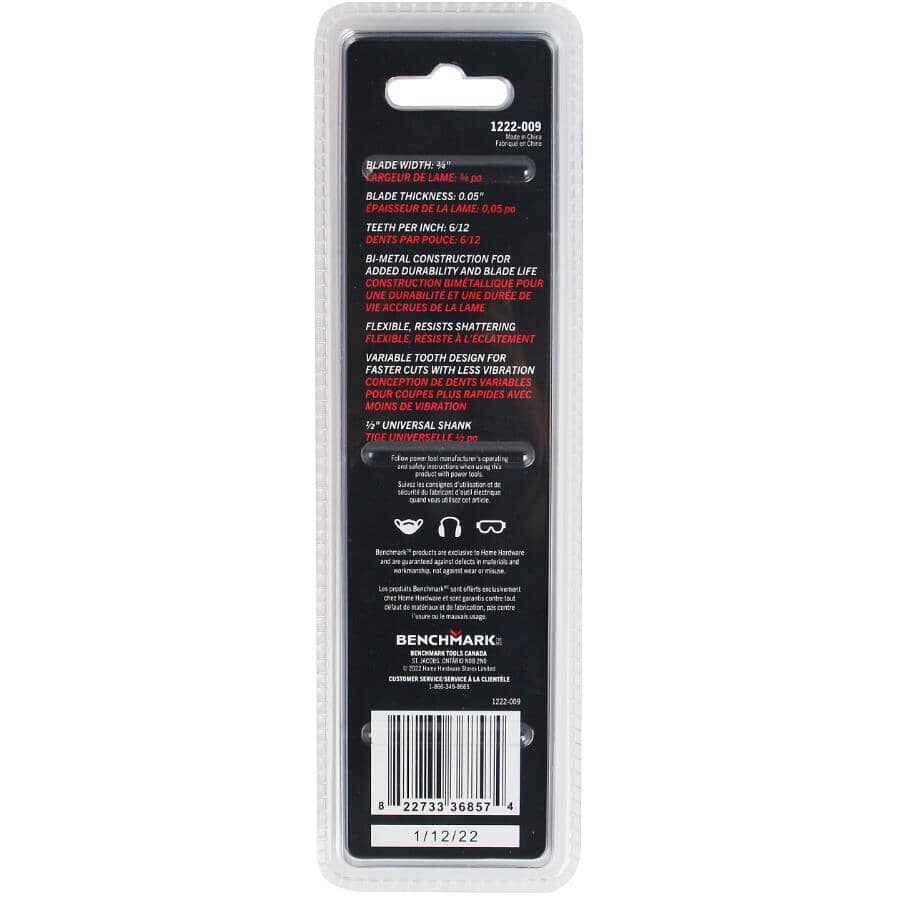 6" 6/12 Tooth Bi-Metal Wood Reciprocating Saw Blade - 2 Pack