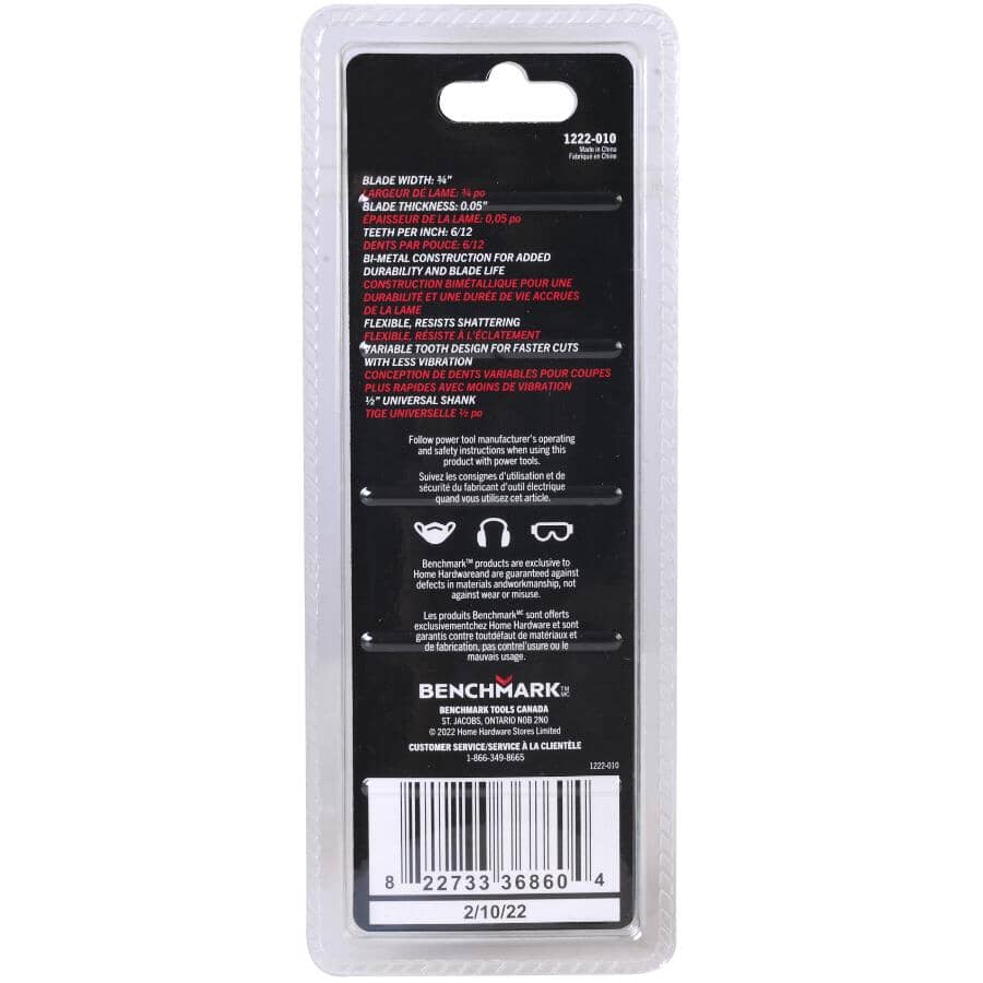 6" 6/12 Tooth Bi-Metal Wood Reciprocating Saw Blade - 5 Pack