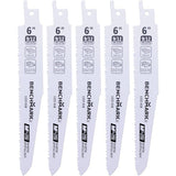 6"  9/12 Tooth Bi-Metal Wood / Demolition Reciprocating Saw Blade - 5 Pack