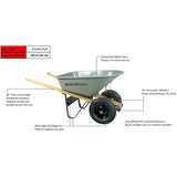 6 Cu. Ft Steel Tray Wheelbarrow with Dual Wheels